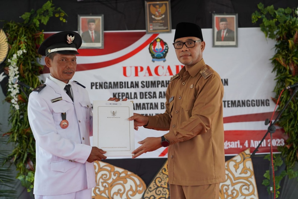 Pelantikan Kepala Desa Hasil Pemilihan Antar Waktu Desa Tanjungsari Kecamatan Bejen Kabupaten Temanggung