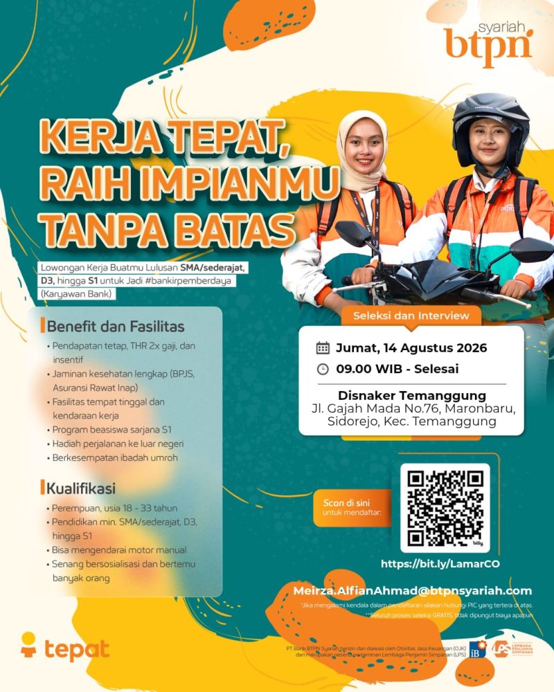 LOWONGAN KERJA BTPN TEMANGGUNG