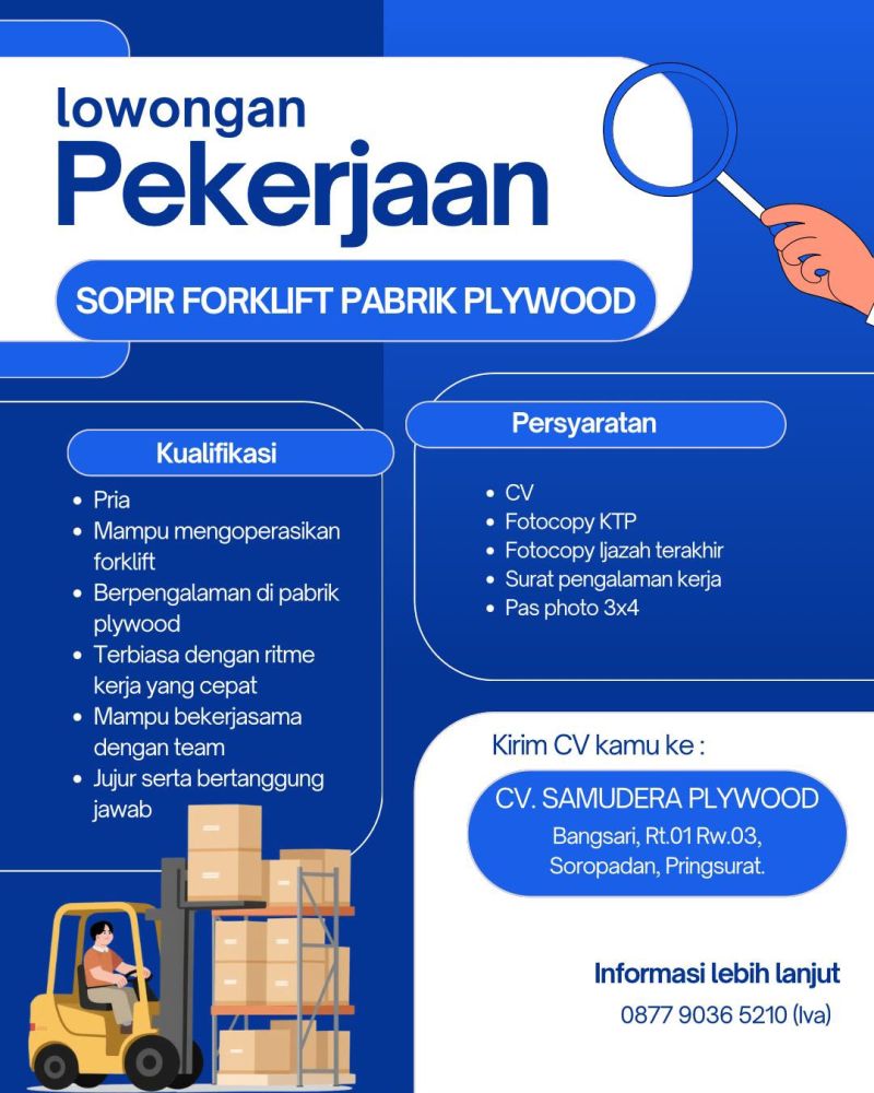 LOWONGAN CV SAMOEDRA PLYWOOD