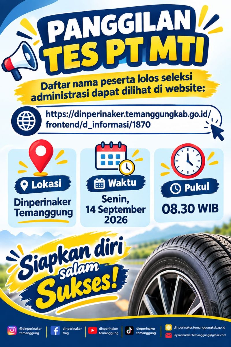 Panggilan Tes PT MTI Tanggal 14 September 2026