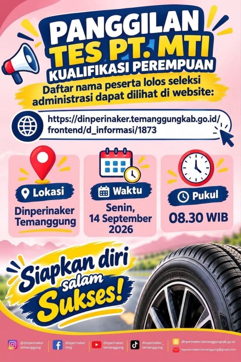 Panggilan Tes PT MTI Kendal Kualifikasi Perempuan